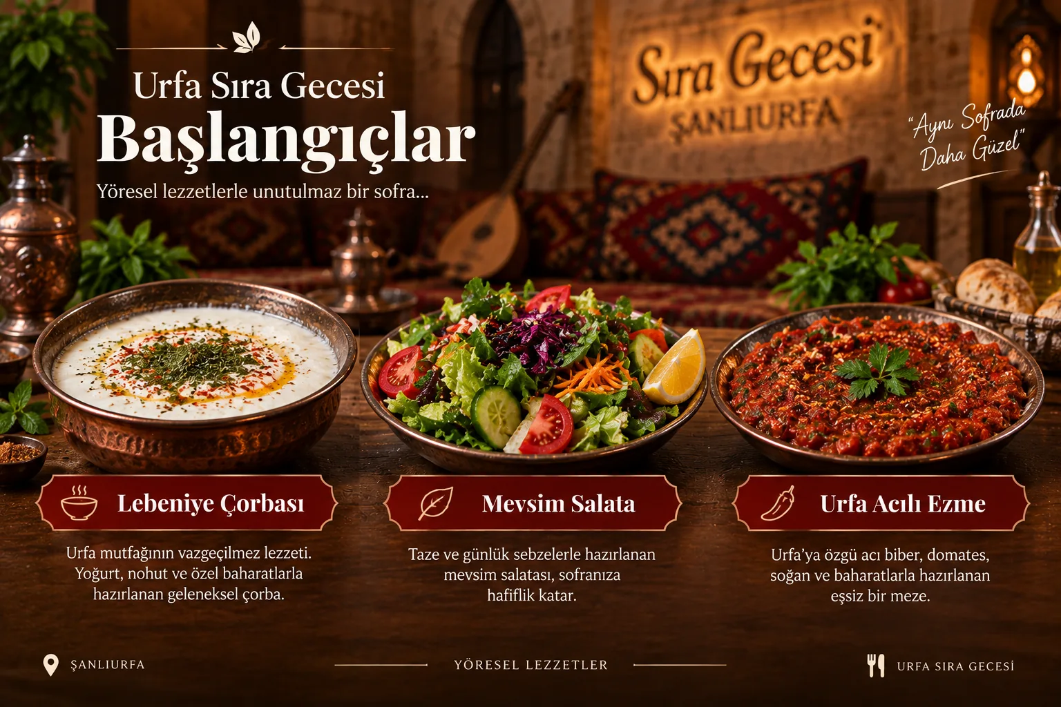 Urfa sıra gecesi ara sıcakları: fındık lahmacun ve içli köfte