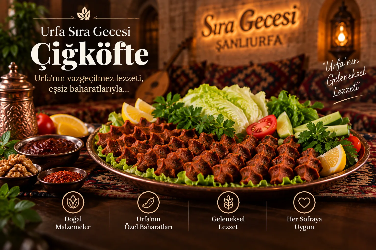 Urfa sıra gecesi çiğ köfte ikramı
